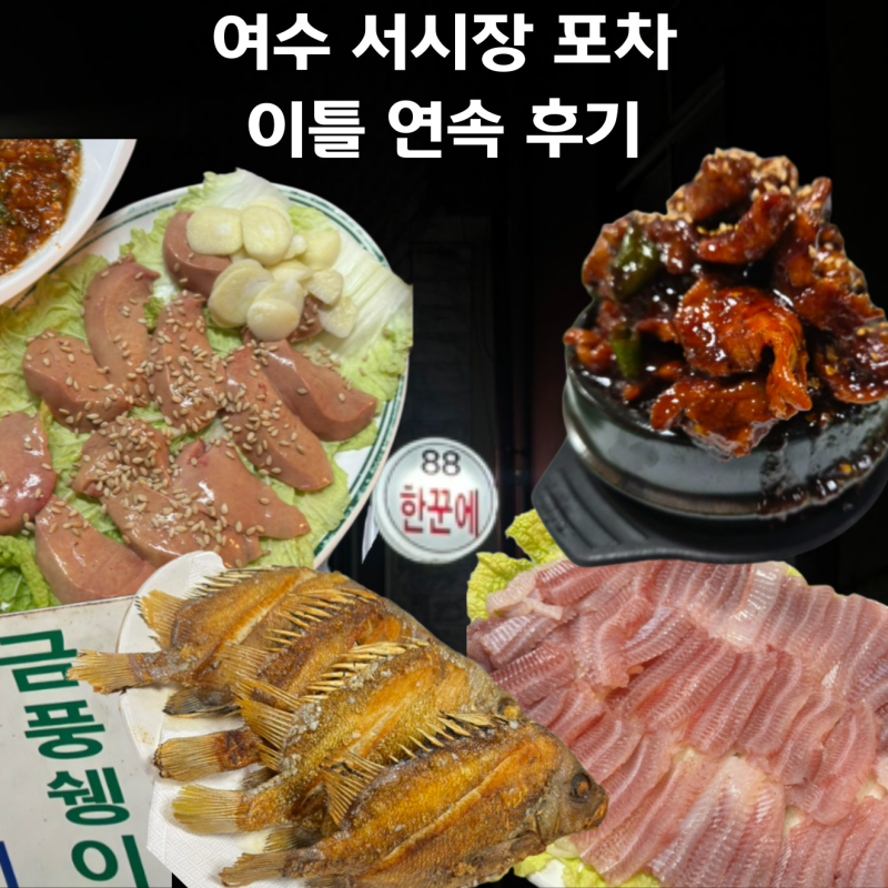 여수 서시장 포차 이틀 연속 간 후기 : 23번 포차 노랑가오리 회, 88한꾼에 금풍생이