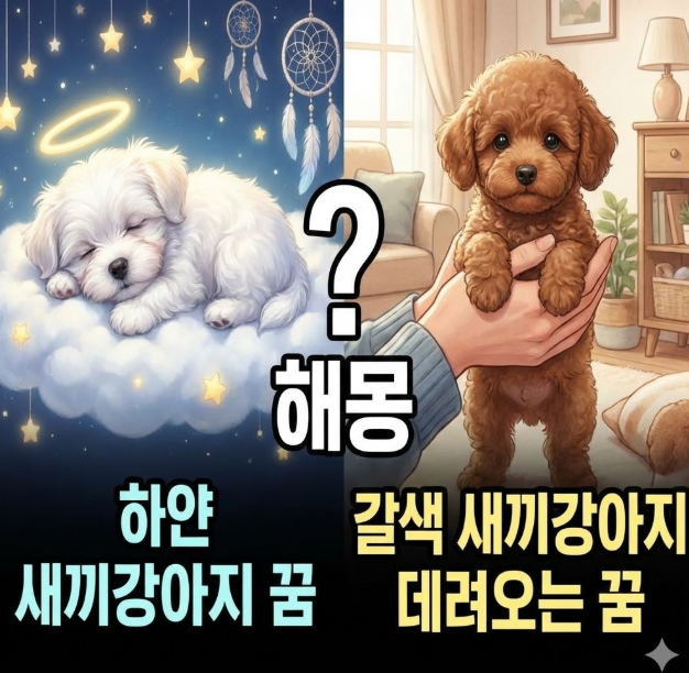  하얀 새끼강아지 꿈, 갈색새끼강아지 데려오는꿈 해몽 뜻은?