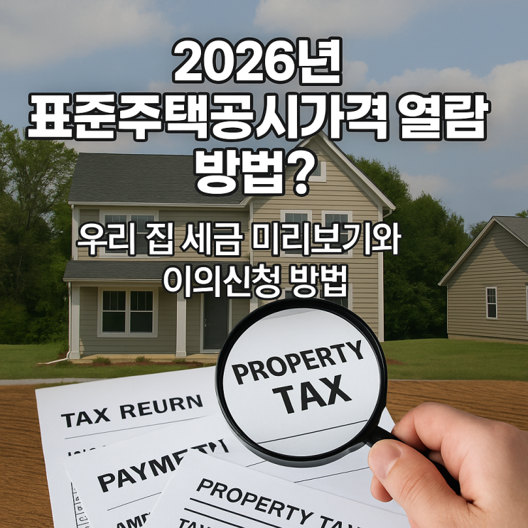  2026년 표준주택공시가격 열람 방법? 우리 집 세금 미리보기와 이의신청 방법 (부동산 공시가격 알리미)