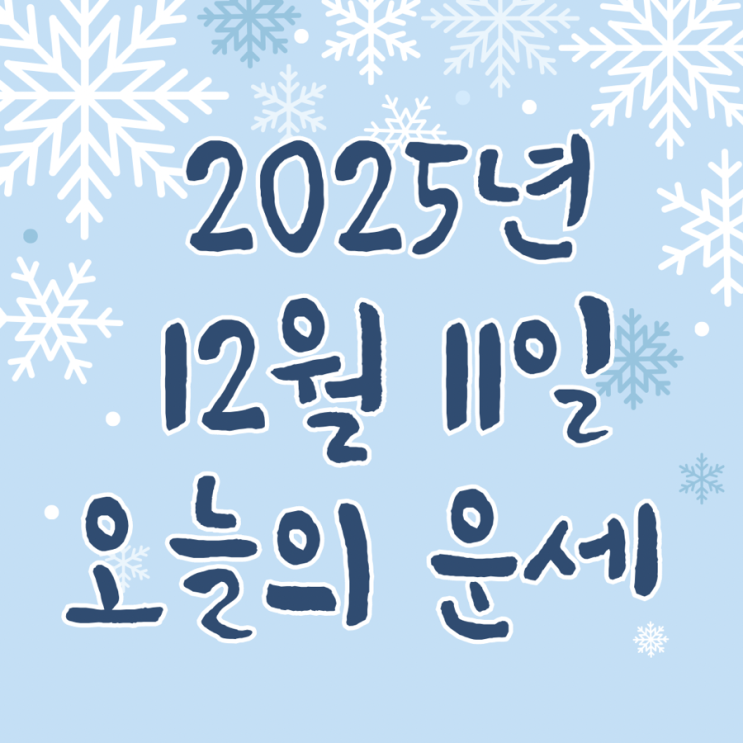  2025년 12월 11일 운세 오늘의운세 띠별운세
