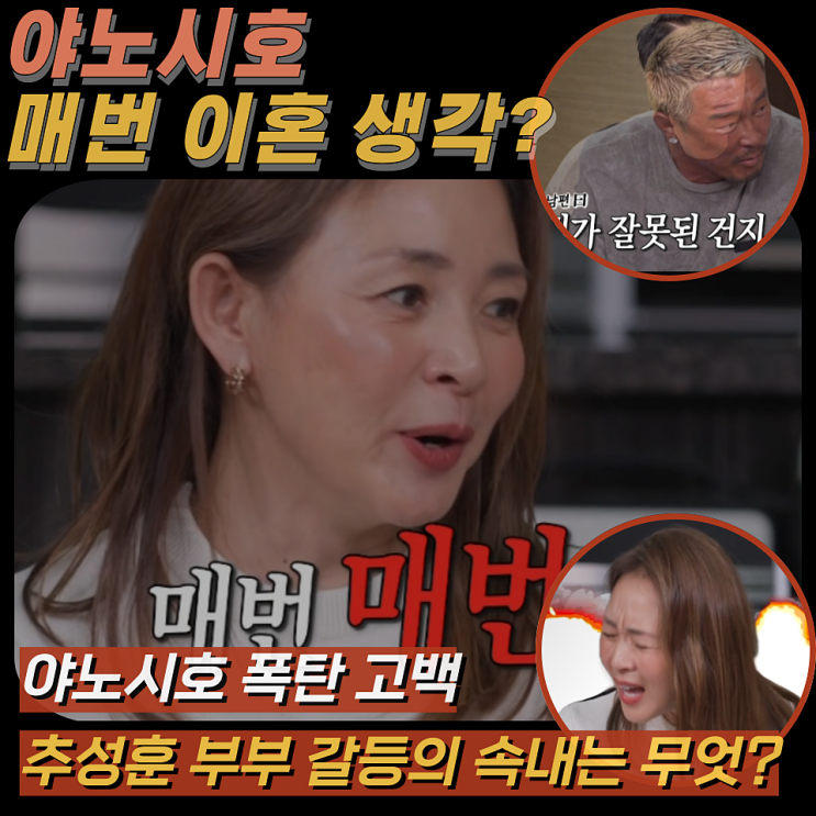 [돌싱포맨] <b>야노 시호</b> 입장 공개... 추성훈과 <b>이혼</b> 갈등 있었나