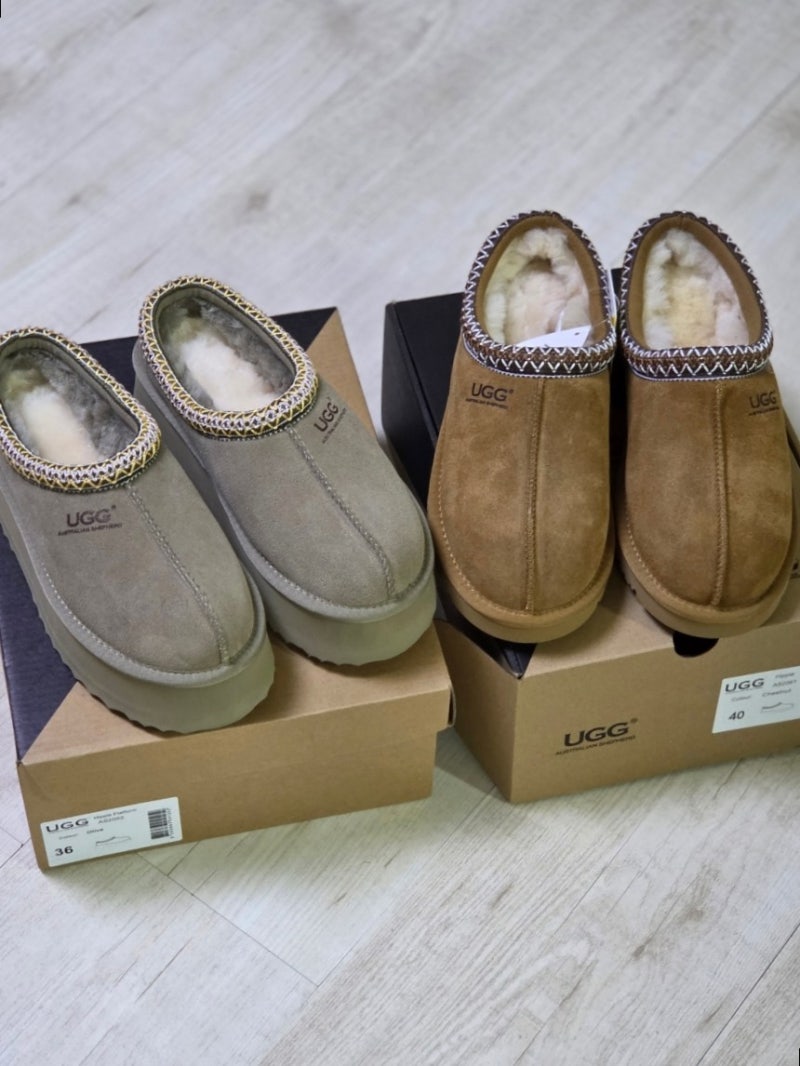 호주 어그 ugg 타스만 남성 여성 플랫폼 슬리퍼 샌드 체스트넛 사이즈 내돈내산 한달 착용 후....