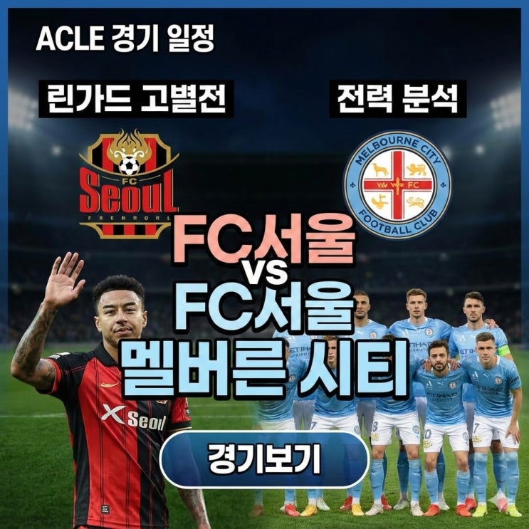 FC서울 멜버른 시티 중계 ACLE 경기 일정 및 <b>린가드 고별전</b>... 