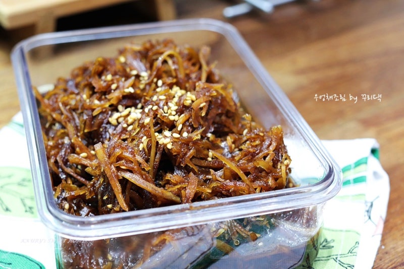 우엉조림 만드는법 아이반찬 김밥 재료 만들기 달달한 우엉채볶음 레시피