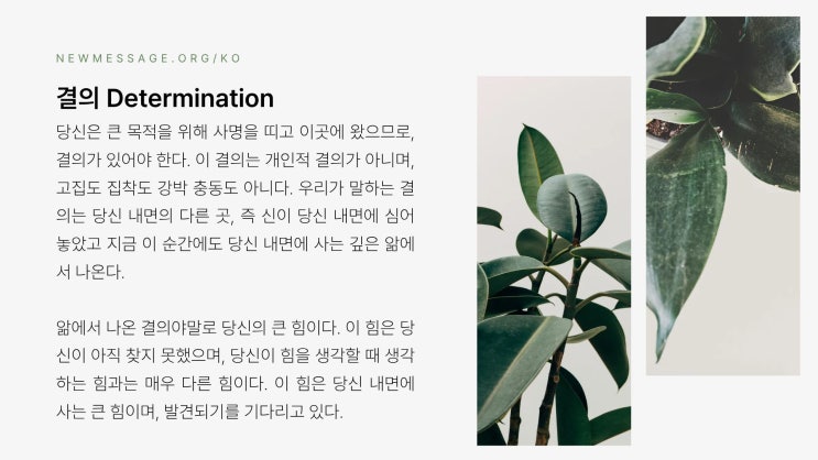  [새 삶의 기반 쌓기] 결의