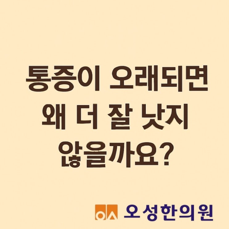  통증이 오래되면 왜 더 잘 낫지 않을까, 파주 봉일천 오성 한의원