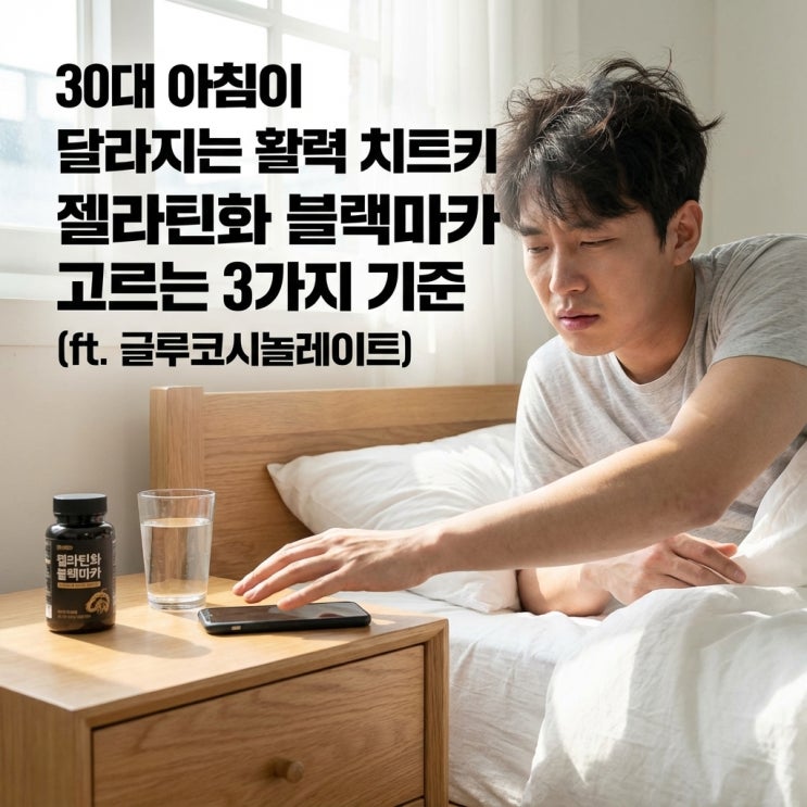  30대 아침이 달라지는 활력 치트키 젤라틴화 블랙마카 고르는 3가지 기준 (ft. 글루코시놀레이트)