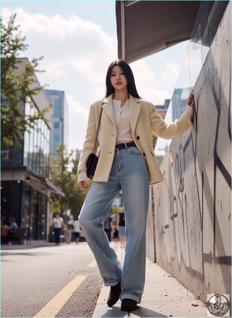  겨울 하객룩 추천, 버터 크림 울 자켓 & 연청 데님 코디법 총정리