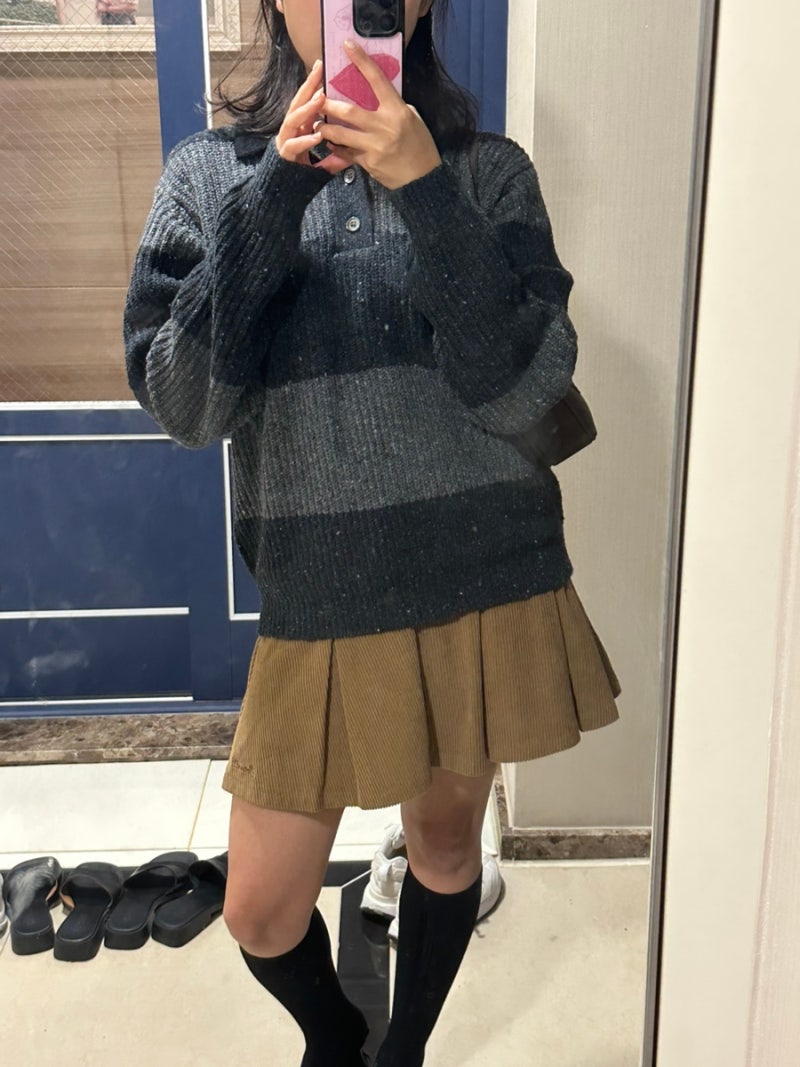 던스트 니트 스웨터 unisex chunky rugby 착샷 후기