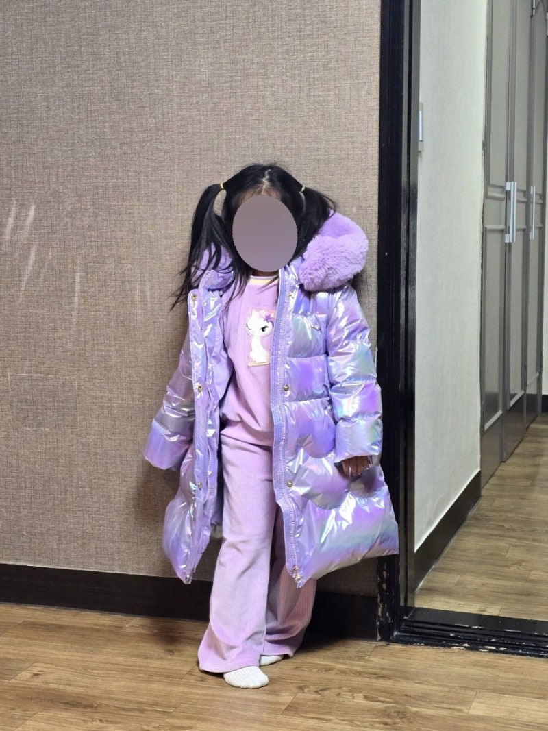 5살 프렌치캣 패딩 연보라 샤이닝 다운 JP.Q55DCJ100. 구입 후기