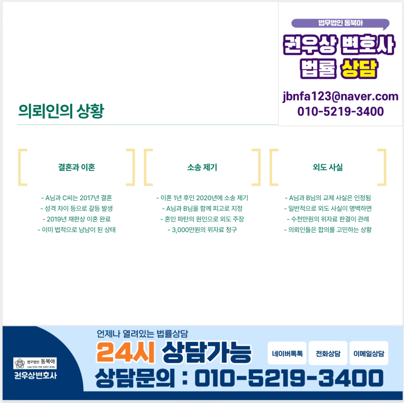 [승소사례] 별거 중 외도 소송,  손해배상청구 방어 성공전략 관련 이미지 3