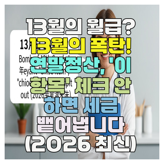  13월의 월급? 13월의 폭탄! 연말정산, '이 항목' 체크 안 하면 세금 뱉어냅니다 (2026 최신)