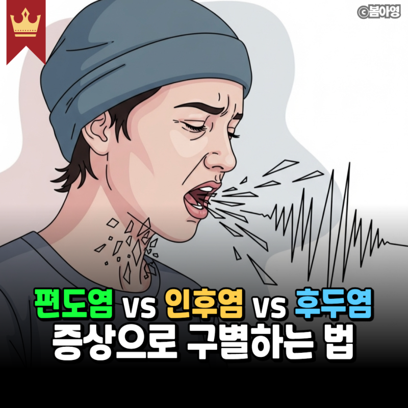 편도염 vs 인후염 vs 후두염, 증상으로 구별하는 법