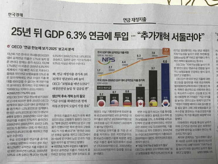  [25.12.11] 한국의 GDP 대비 공적연금지출 증가폭 OECD 1위, 흐름과 쟁점을 쉽게 알아보자