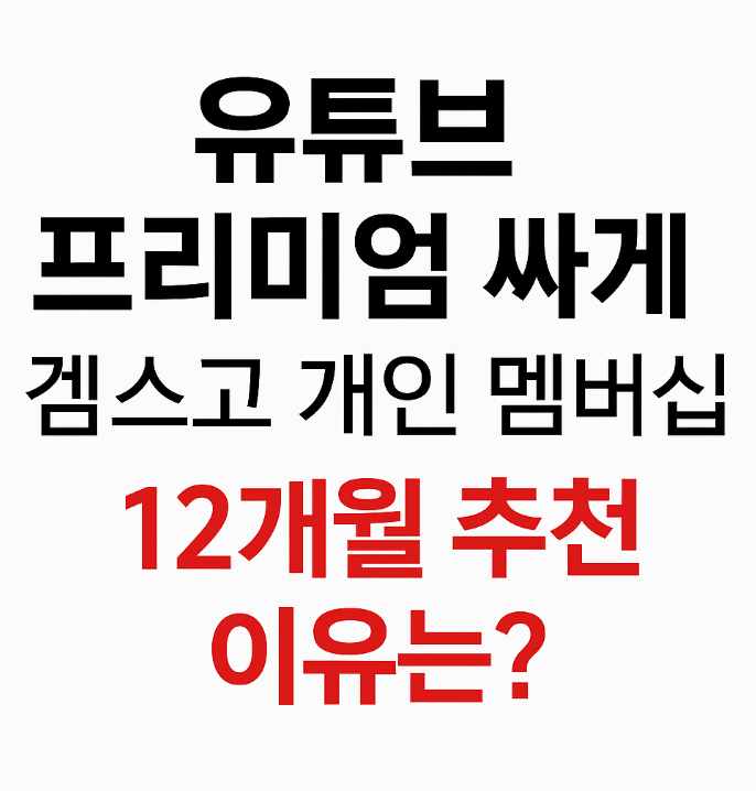  유튜브 프리미엄 가격 싸게 쓰는 겜스고 개인 멤버십｜12개월 선택한 이유