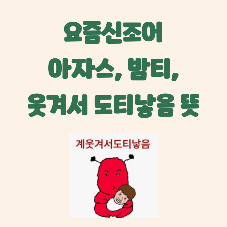 요즘 신조어 아자스 뜻, <b>밤티 뜻</b>, 웃겨서 도티낳음 뜻