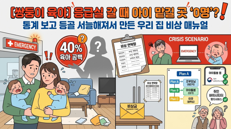  [쌍둥이 육아] 응급실 갈 때 아이 맡길 곳 '0명'? 통계 보고 등골 서늘해져서 만든 우리 집 비상 매뉴얼