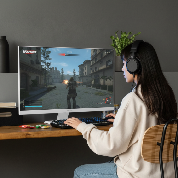  27인치 180Hz 게이밍 모니터 추천, 인터픽셀 IP2746 화이트로 데스크테리어 완성 (무결점, FAST IPS)