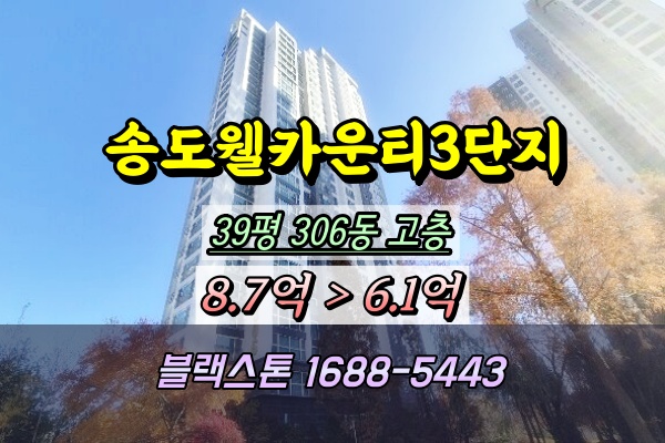  송도웰카운티3단지 경매 39평 306동 고층