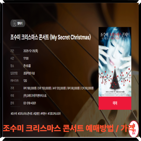  조수미 크리스마스 콘서트 예매방법과 가격, 좋은 좌석 잡는 꿀팁까지 싹 정리