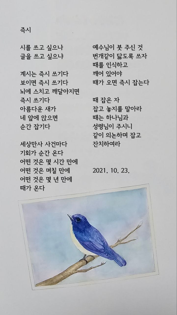  jms 정명석목사 영감의시 ㅡ 즉시