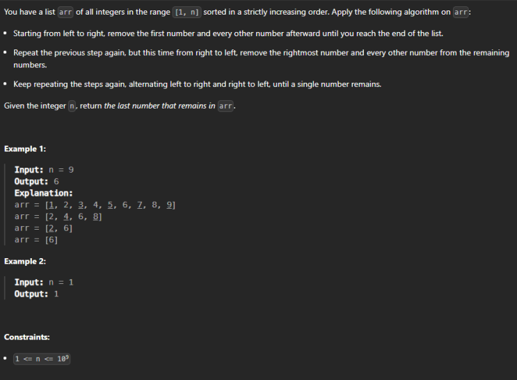  JAVA_LeetCode 390_Elimination Game