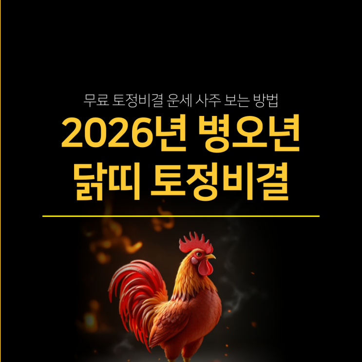  2026 닭띠 토정비결 - 병오년 무료 운세  사주 알아보기