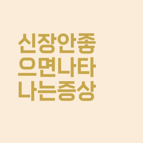  신장 안좋으면 붓기 이외 나타나는 증상 정리했어요