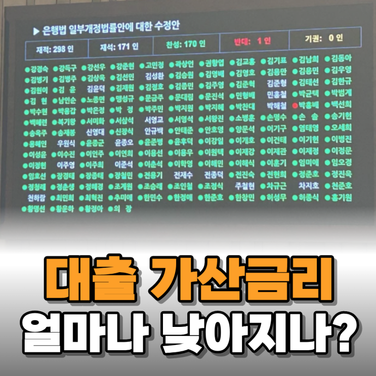  은행 대출 시 가산금리 낮아질 수 있다고 해서 알아보니