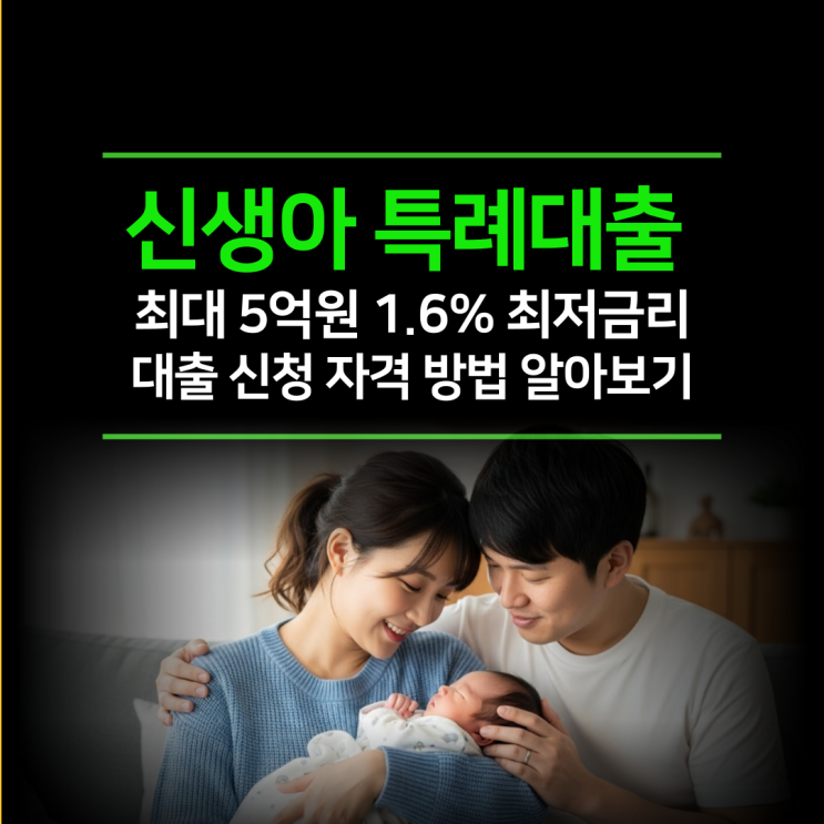  신생아 특례 대출 최대 5억원 1.6% 최저 금리 대출 신청 알아보기
