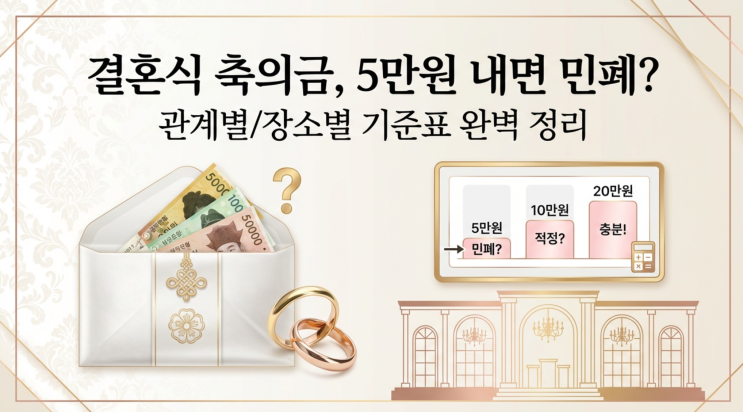  [2026 최신] 결혼식 축의금, 5만원 내면 민폐? 쌍둥이 아빠가 딱 정해드립니다 (feat. 관계별/장소별 기준표)
