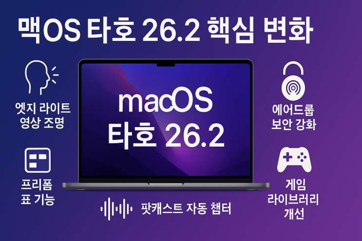  맥OS 타호 26.2 업데이트 사용 및 개선점