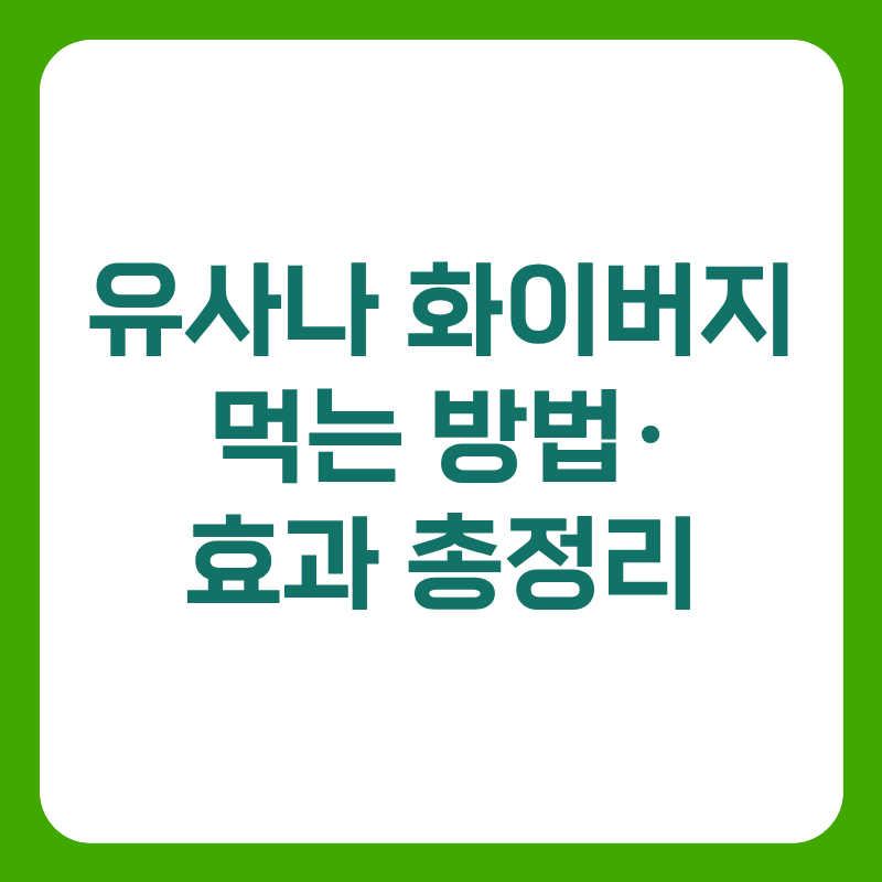 유사나 화이버지 먹는 방법·효과 총정리