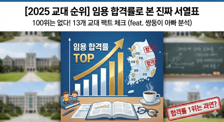  [2025 교대 순위] 1위부터 100위까지? 쌍둥이 아빠가 팩트로 정리한 전국 교대 서열표 (feat. 임용 합격률)