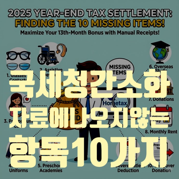  2025년 귀속 연말정산 국세청 간소화 자료에 나오지 않는 항목 체크리스트 10가지