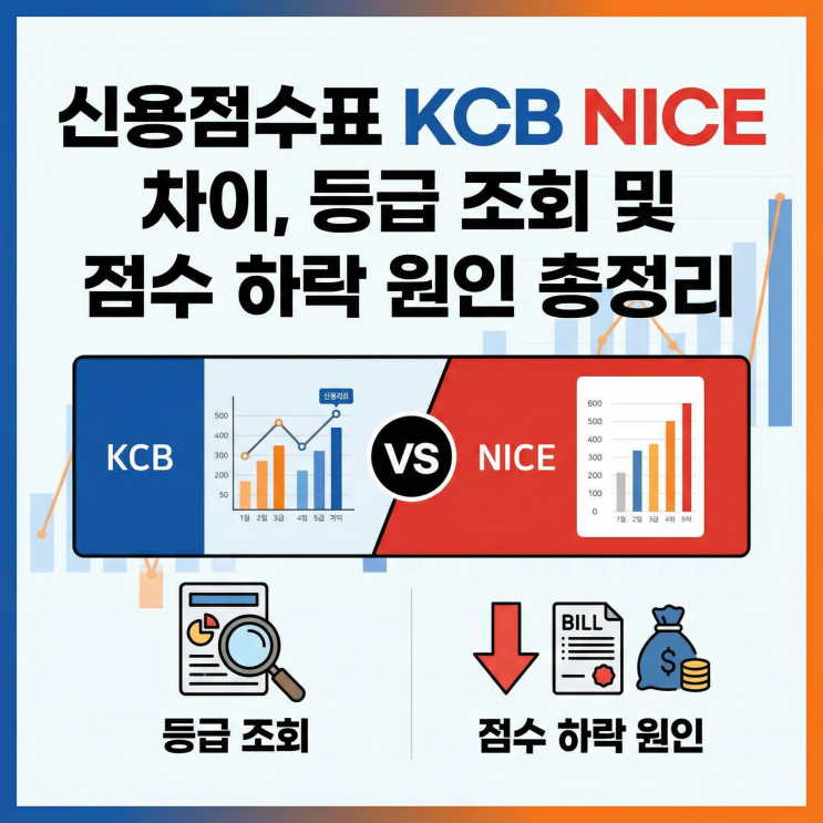  신용점수 KCB NICE 차이 | 나이스 올크레딧 등급표, 하락 원인은?