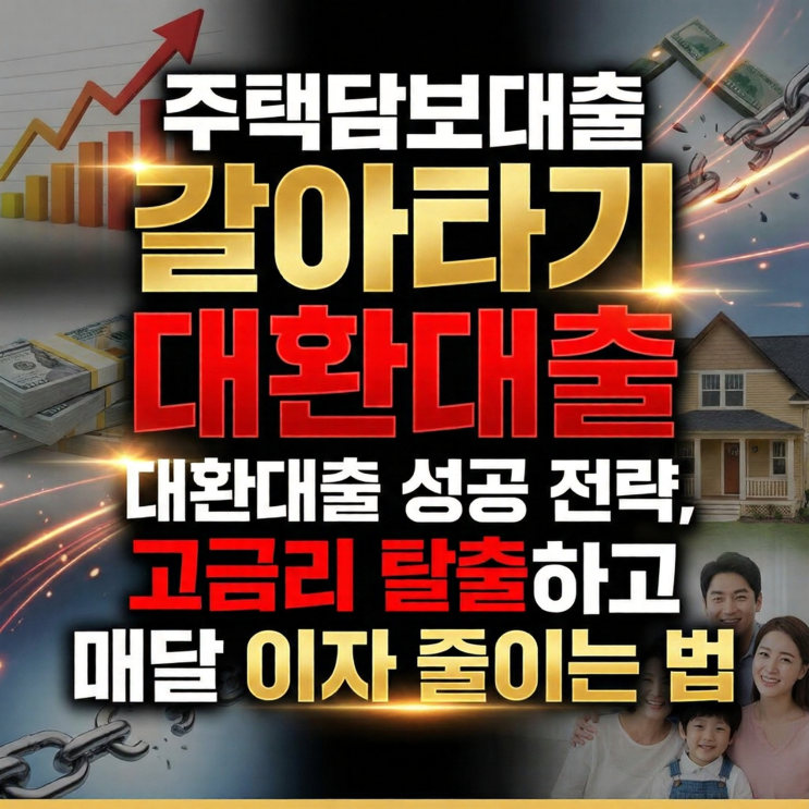  주택담보대출 갈아타기 대환대출 성공 전략, 고금리 탈출하고 매달 이자 줄이는 법