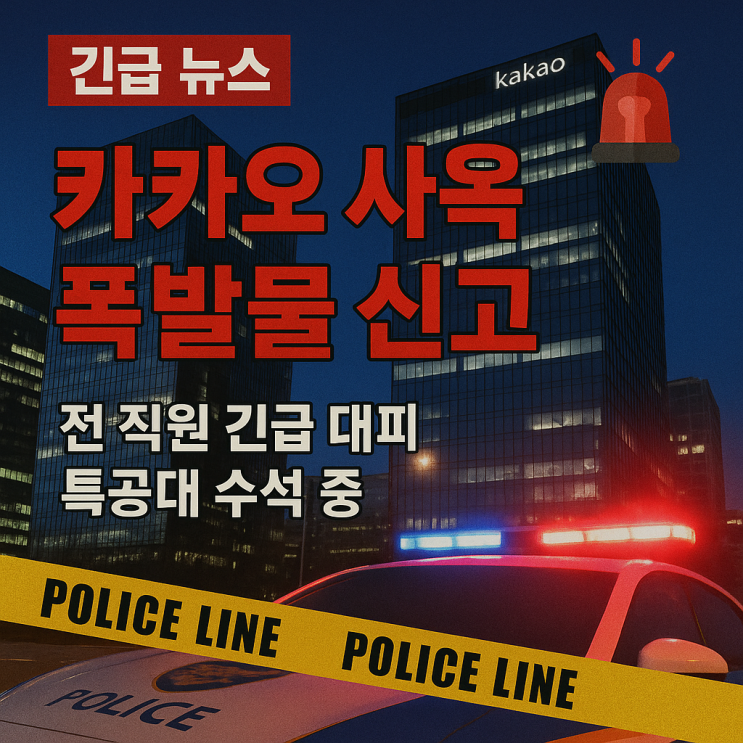 <b>카카오</b> 판교 사옥 <b>폭발물 테러</b> 협박, 전 직원 긴급 대피 및 재택... 