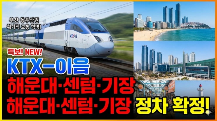<b>KTX-이음</b>, 해운대·센텀·<b>기장</b> <b>정차</b> 확정! 30일부터 부산 이동... 