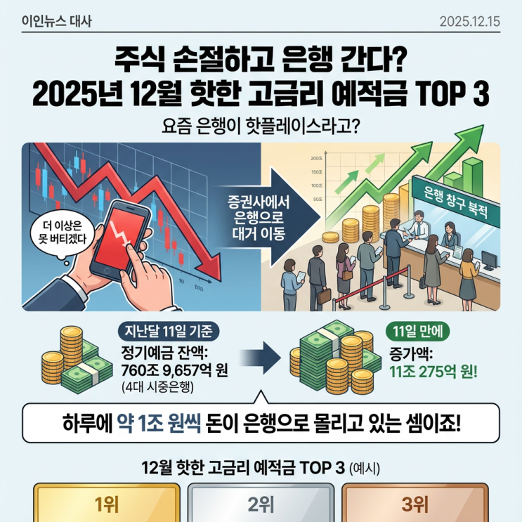 주식 손절하고 <b>은행</b> 간다? 2025년 12월 핫한 고금리 <b>예적금</b>... 