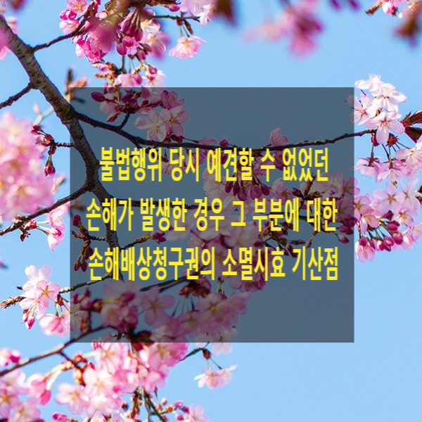  불법행위 당시 예견할 수 없었던 손해가 발생한 경우 그 부분에 대한 손해배상청구권의 소멸시효 기산점(교통사고 등)