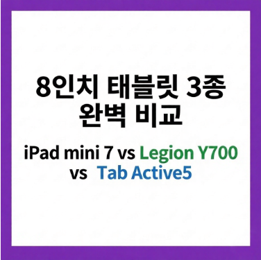 아이패드 미니 7 vs 레노버 리전 Y700 (2025) vs 갤럭시 탭 액티브5, 8인치 태블릿 3종 비교