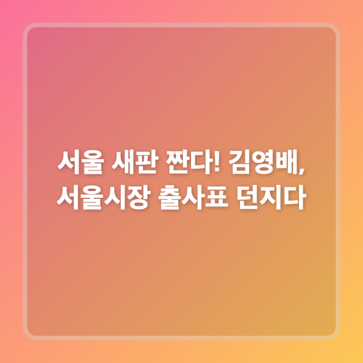 서울 새판 짠다! <b>김영배</b>, <b>서울시장</b> 출사표 던지다