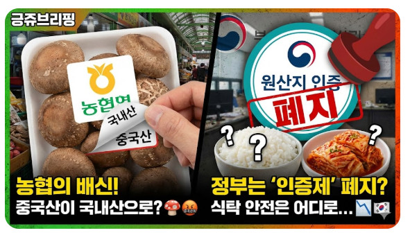 농협, 중국산에 뚫렸다? ... 믿는 도끼에 발등 찍히고, 정부는 '원산지 인증' 없앤다? 이게 나....