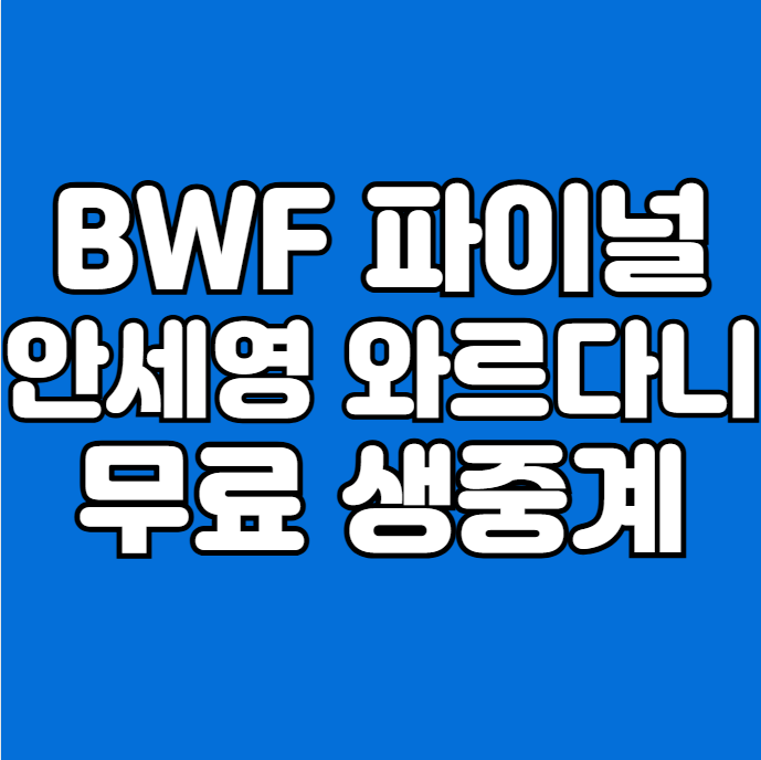 bwf <b>월드투어</b> 파이널 무료 중계 생방송 <b>안세영</b> 와르다니... 