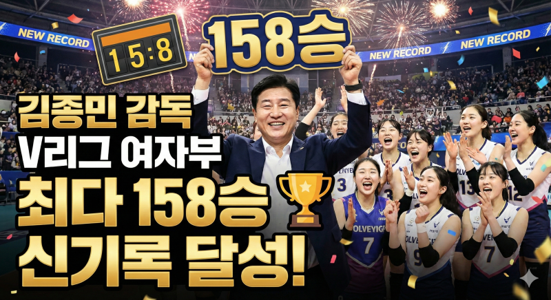 김종민 감독, V리그 여자부 최다 158승 신기록 달성