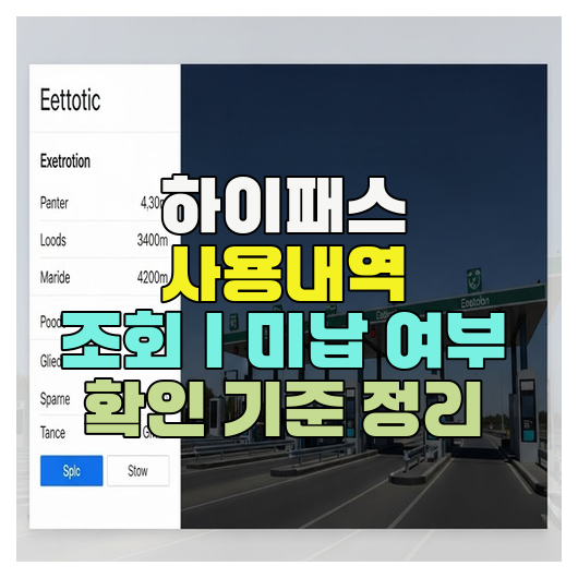  하이패스 사용내역 조회｜미납 여부 확인 기준 정리