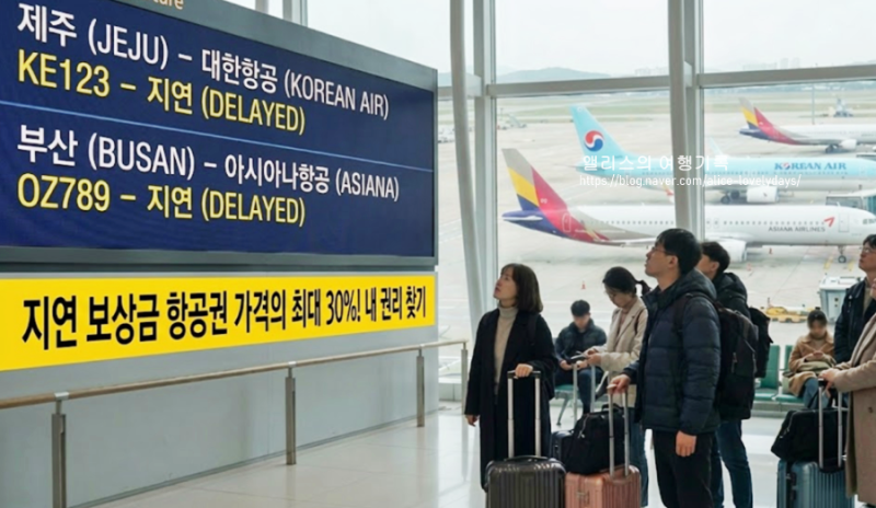 대한항공 아시아나 LCC 국내선 항공사 지연 결항 100% 보상받는 꿀팁 대방출