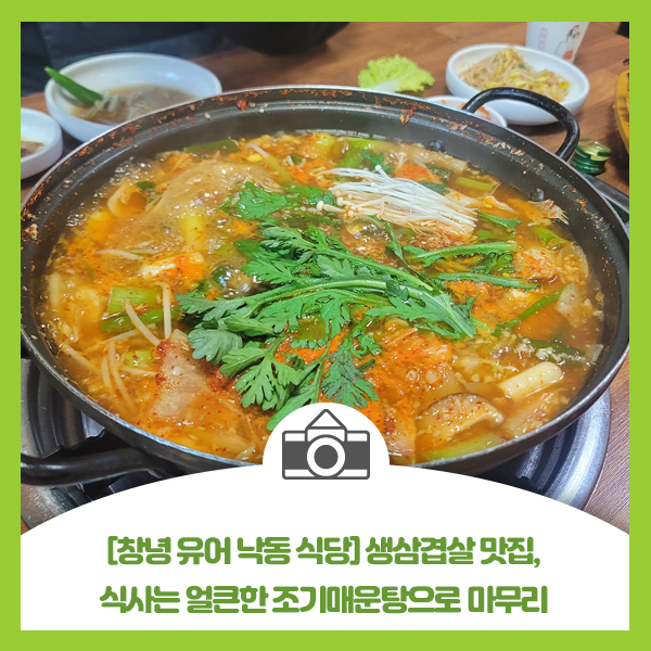  창녕 유어 낙동식당, 생삼겹살 맛집, 식사는 얼큰한 조기매운탕으로 마무리