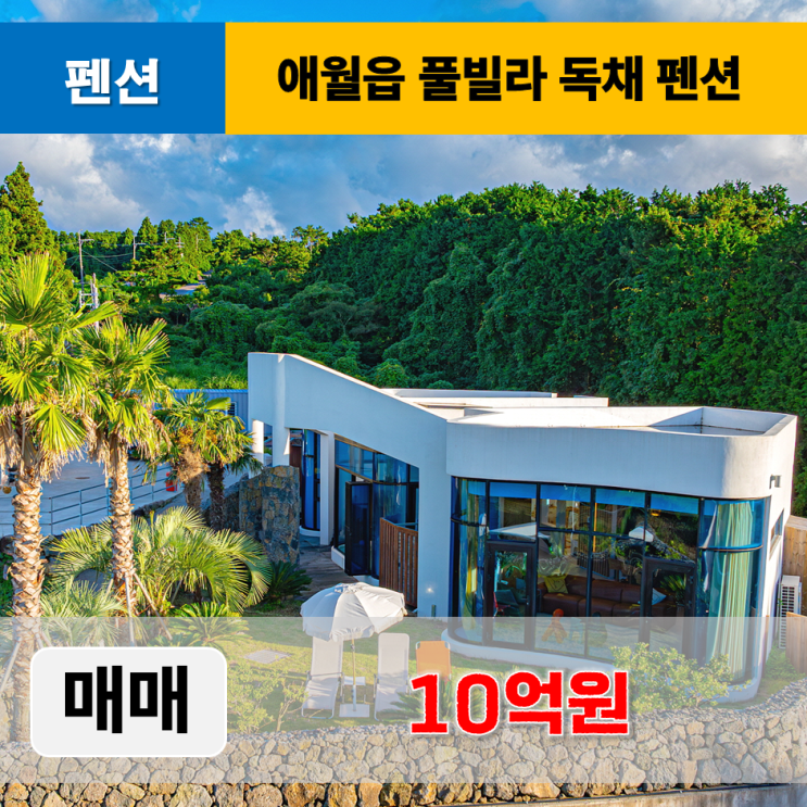  《제주도펜션매매》 제주시 애월읍 오션뷰 풀빌라 독채 펜션 매매
